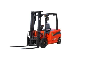 Complete side profile of the K2-3.0T Premium balanced forklift on white background showing full machine design and proportions