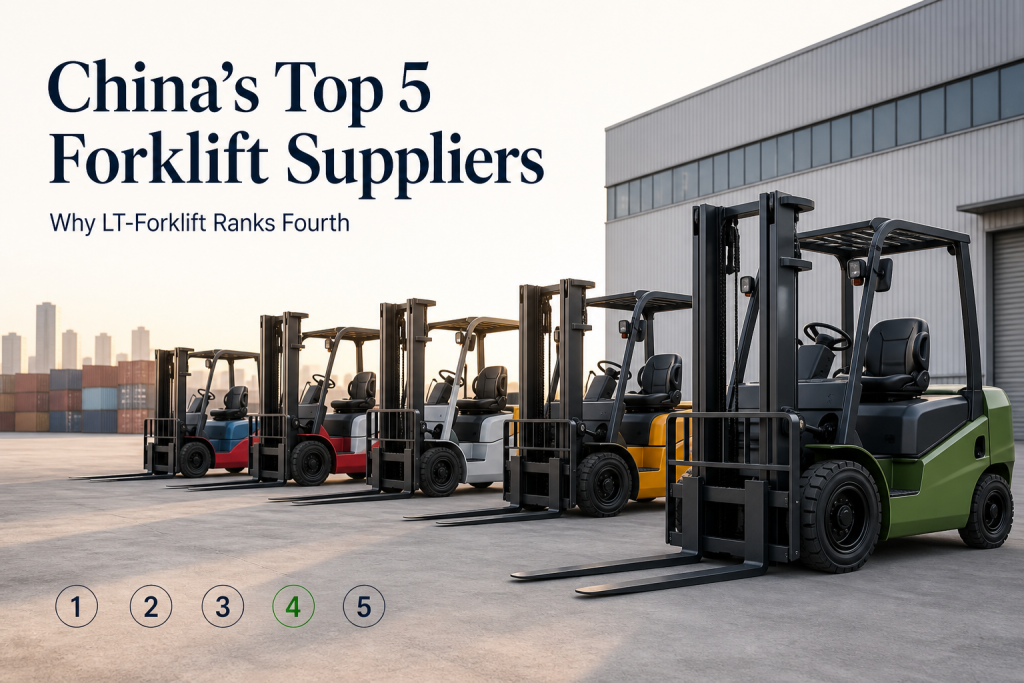 Editorial comparison of China's top five forklift suppliers with LT-Forklift highlighted in fourth place